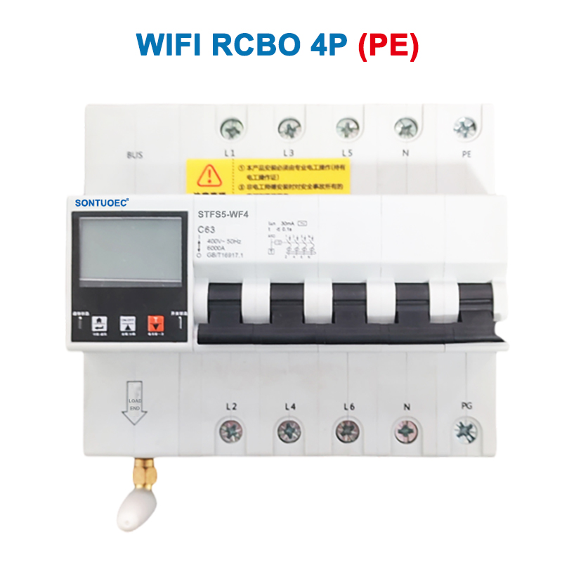 WiFi STFS5-63 Series Series Көп функционалдык IOT акылдуу RCBO акылдуу схемасы